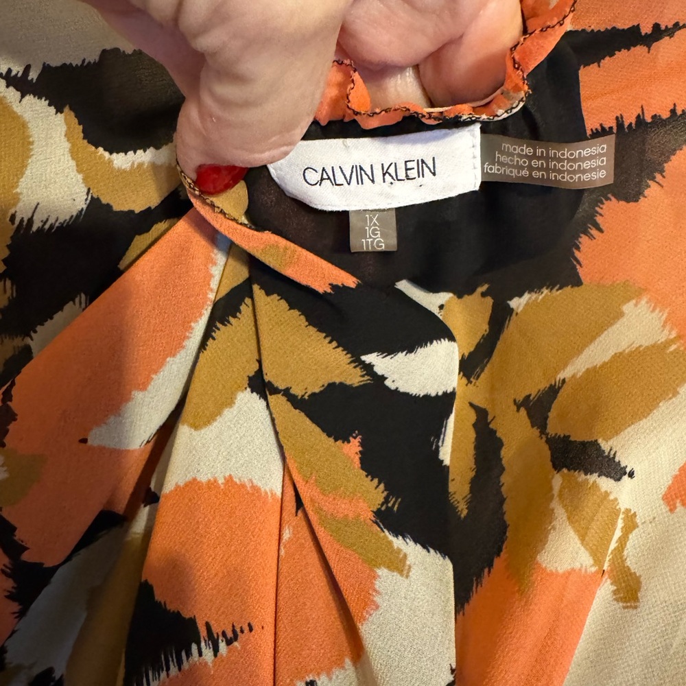 Beautiful Calvin Klein Multicolor Floral Print Blouse 1X #J - Picture 6 of 6